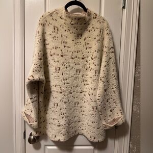 World Market Ivory and Rust Eyelash Intarsia Knit Sweater